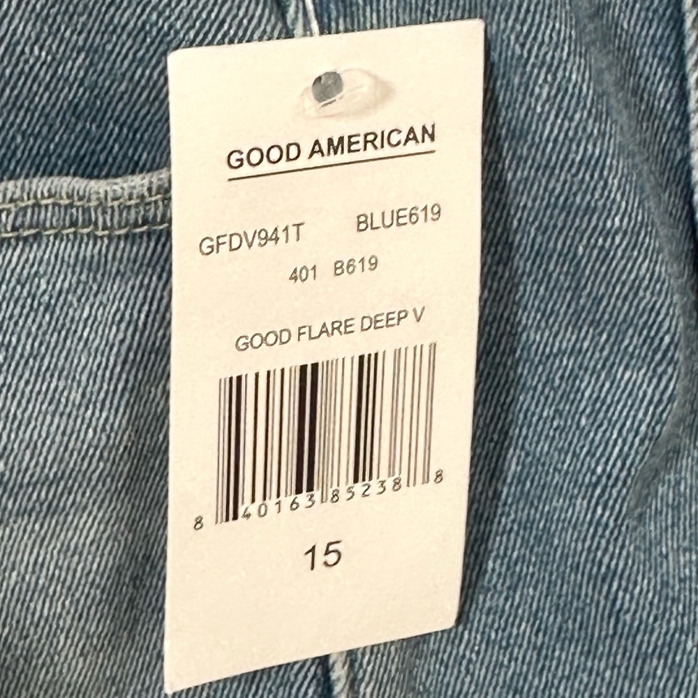 Good American Good Legs Flare Ripped High Waist Deep V Jeans Size: 15 New 33 - Picture 12 of 12